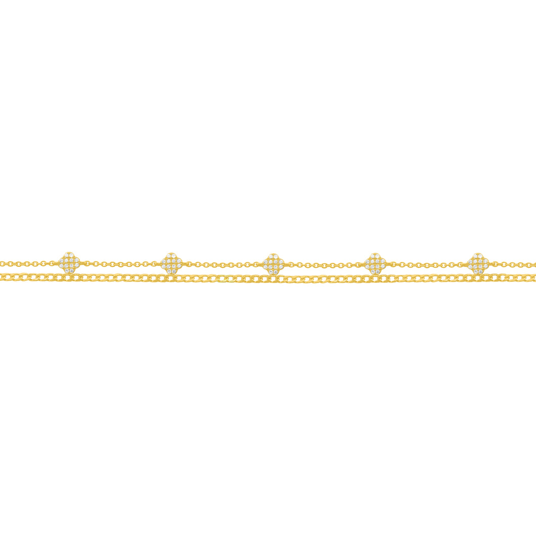 14K GOLD DIAMOND HARMONY CLOVER BRACELET