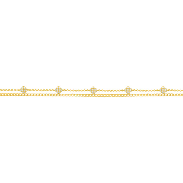 14K GOLD DIAMOND HARMONY CLOVER BRACELET