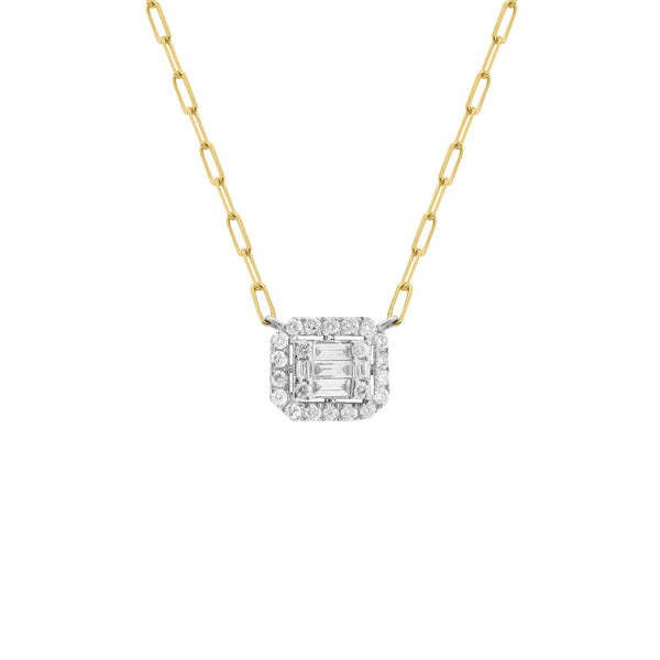 14K GOLD DIAMOND COVE PAPER CLIP NECKLACE