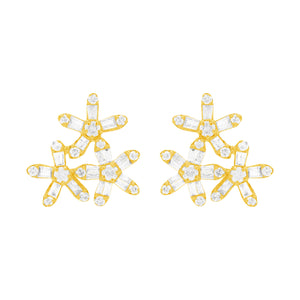 14K GOLD DIAMOND CARYN FLOWER STUDS