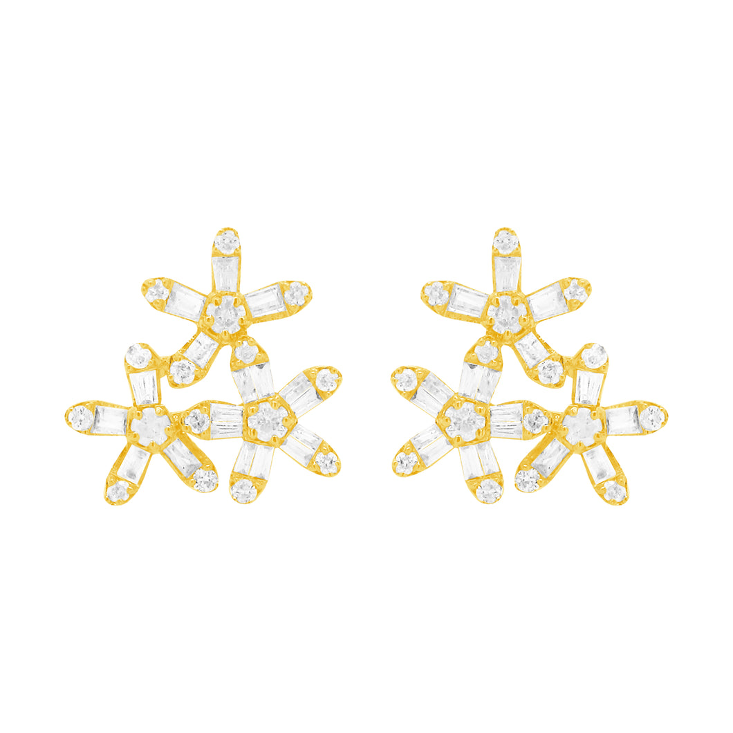 14K GOLD DIAMOND CARYN FLOWER STUDS