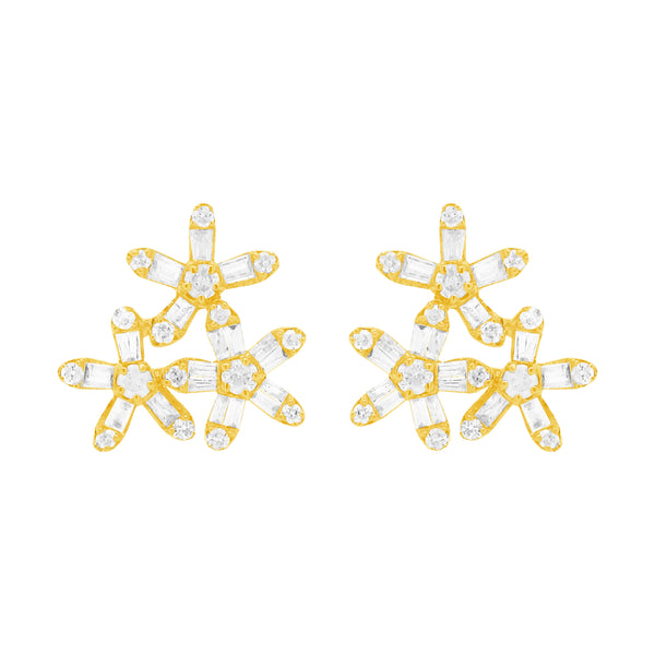 14K GOLD DIAMOND CARYN FLOWER STUDS