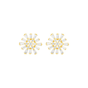 14K GOLD DIAMOND SMALL DEBRA FLOWER STUDS