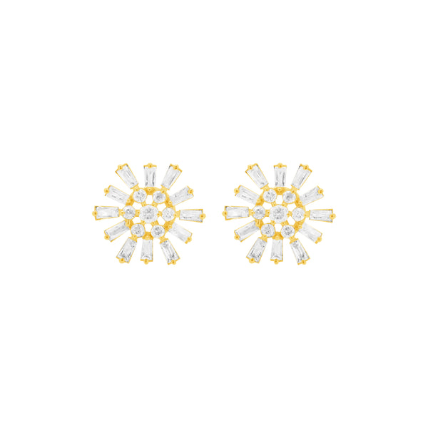 14K GOLD DIAMOND SMALL DEBRA FLOWER STUDS