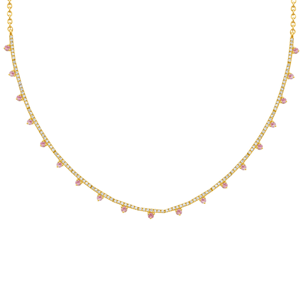 14K GOLD DIAMOND PINK SAPPHIRE NIKKI NECKLACE