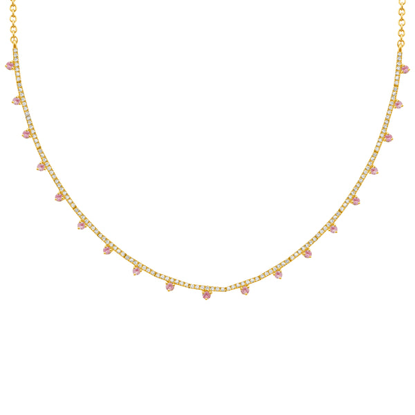 14K GOLD DIAMOND PINK SAPPHIRE NIKKI NECKLACE