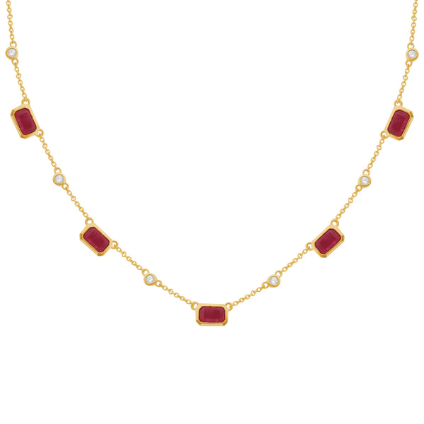 14K GOLD DIAMOND RUBY LUCY NECKLACE