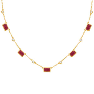 14K GOLD DIAMOND RUBY LUCY NECKLACE