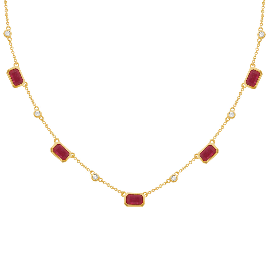 14K GOLD DIAMOND RUBY LUCY NECKLACE