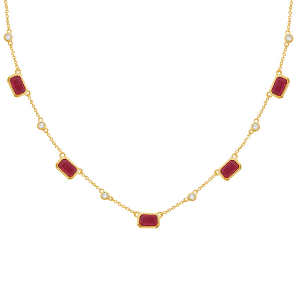 14K GOLD DIAMOND RUBY LUCY NECKLACE