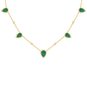 14K GOLD DIAMOND EMERALD KERI NECKLACE