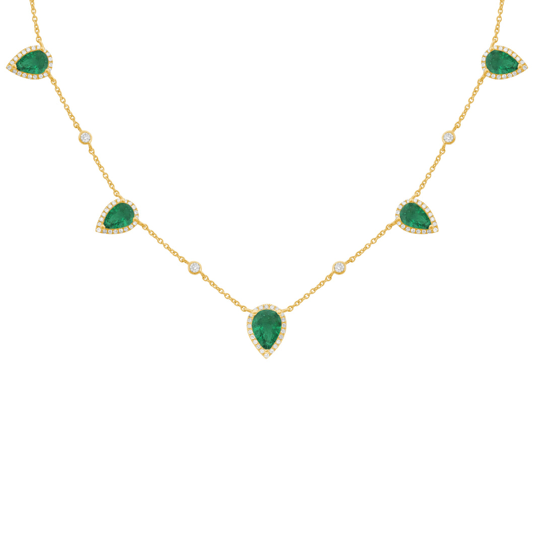 14K GOLD DIAMOND EMERALD KERI NECKLACE