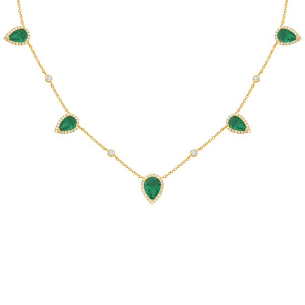 14K GOLD DIAMOND EMERALD KERI NECKLACE