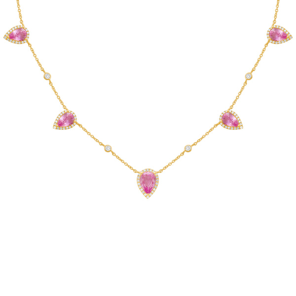 14K GOLD DIAMOND PINK SAPPHIRE KERI NECKLACE