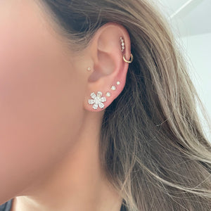 14K GOLD DIAMOND MEDIUM BRANDY FLOWER STUDS