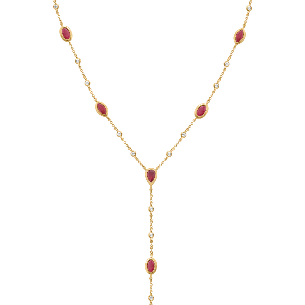 14K GOLD DIAMOND RUBY ARIA LARIAT