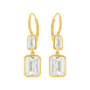 14K GOLD WHITE TOPAZ SAGE EARRINGS