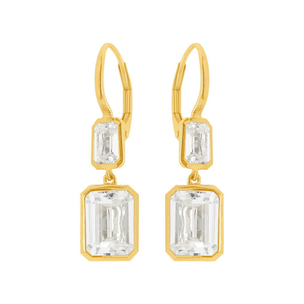 14K GOLD WHITE TOPAZ SAGE EARRINGS