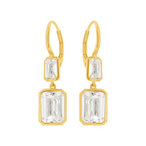 14K GOLD WHITE TOPAZ SAGE EARRINGS