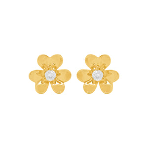 14K GOLD DIAMOND SMALL BELLA FLOWER STUDS