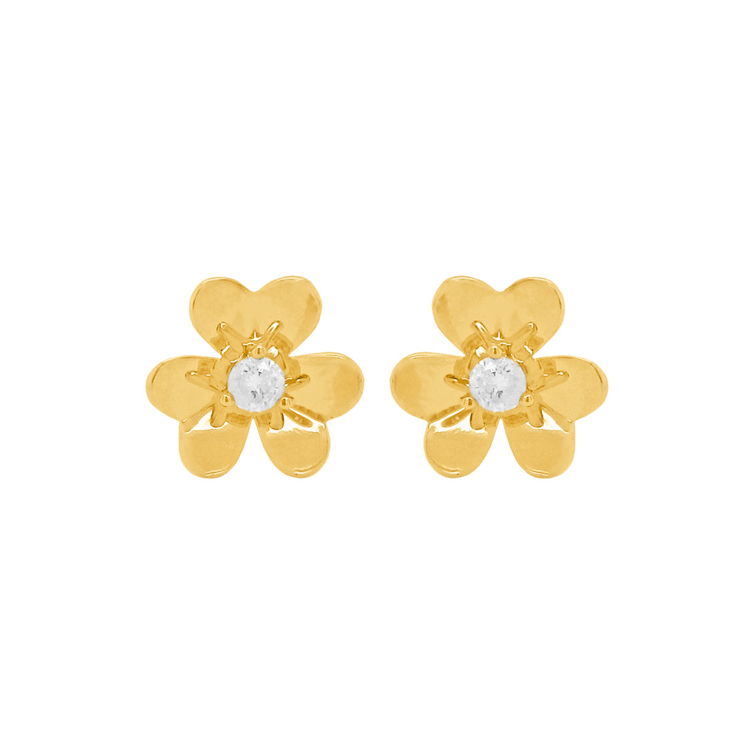 14K GOLD DIAMOND SMALL BELLA FLOWER STUDS