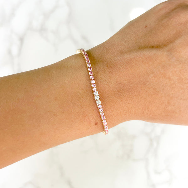 14K GOLD DIAMOND PINK SAPPHIRE MELANIE TENNIS BRACELET