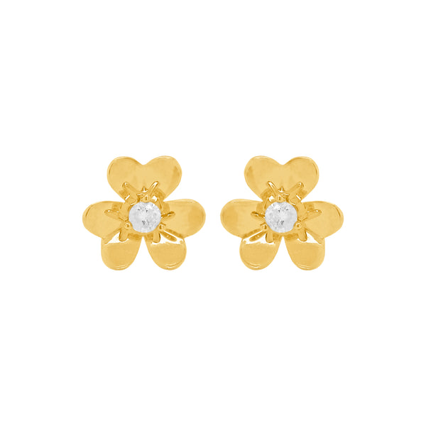 14K GOLD DIAMOND SMALL BELLA FLOWER STUDS