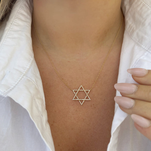 14K GOLD DIAMOND MAGEN DAVID NECKLACE