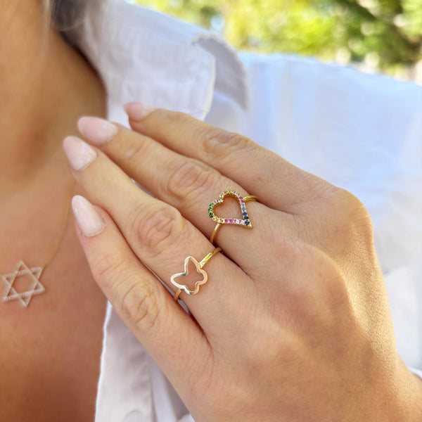 14K GOLD MULTI COLOR SAPPHIRE MELINDA HEART RING