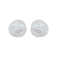 14K GOLD DIAMOND PEARL CALLIE STUDS