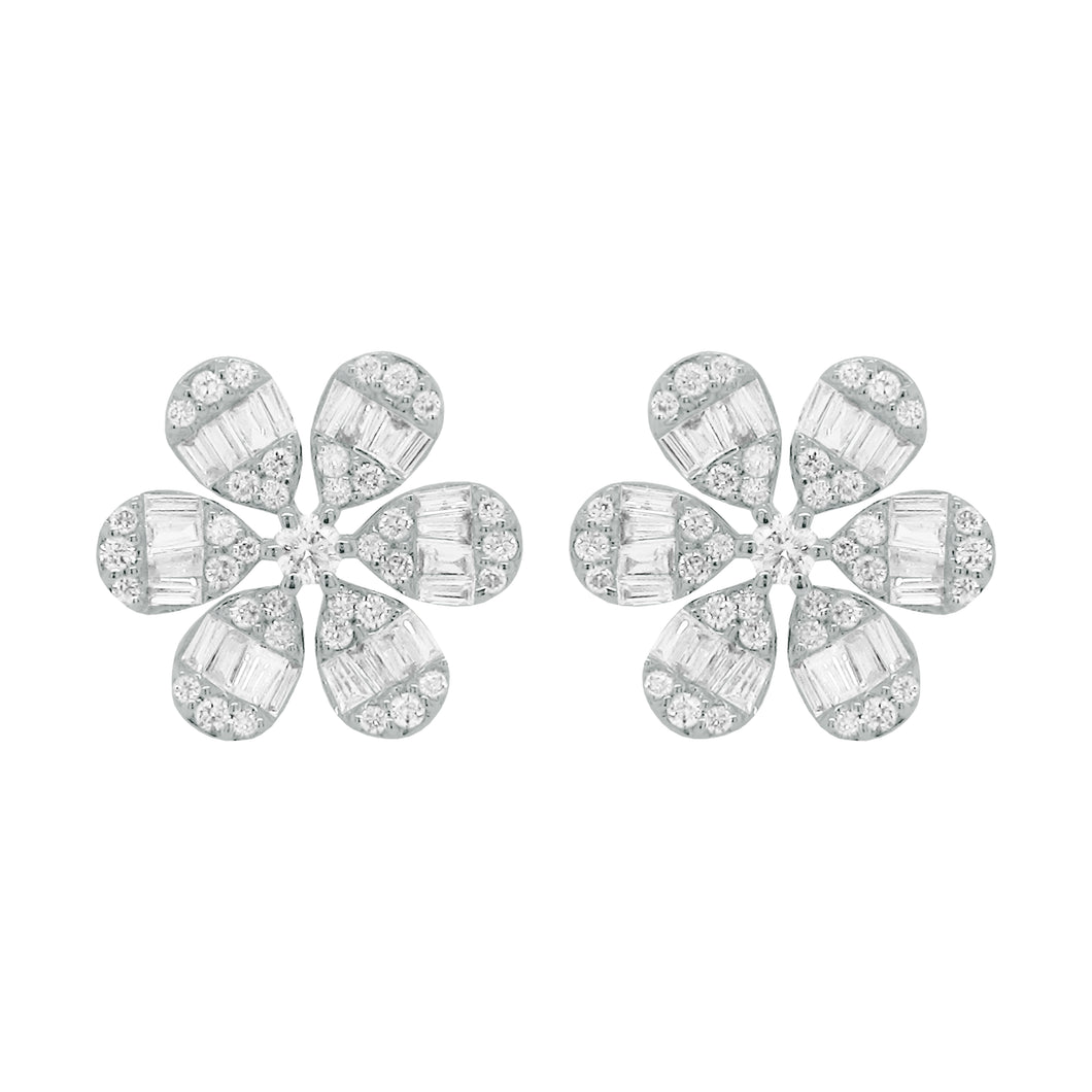 14K GOLD DIAMOND RACHEL FLOWER STUDS