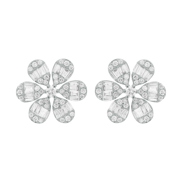 14K GOLD DIAMOND RACHEL FLOWER STUDS