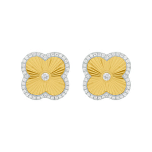 14K GOLD DIAMOND ELYSE CLOVER STUDS