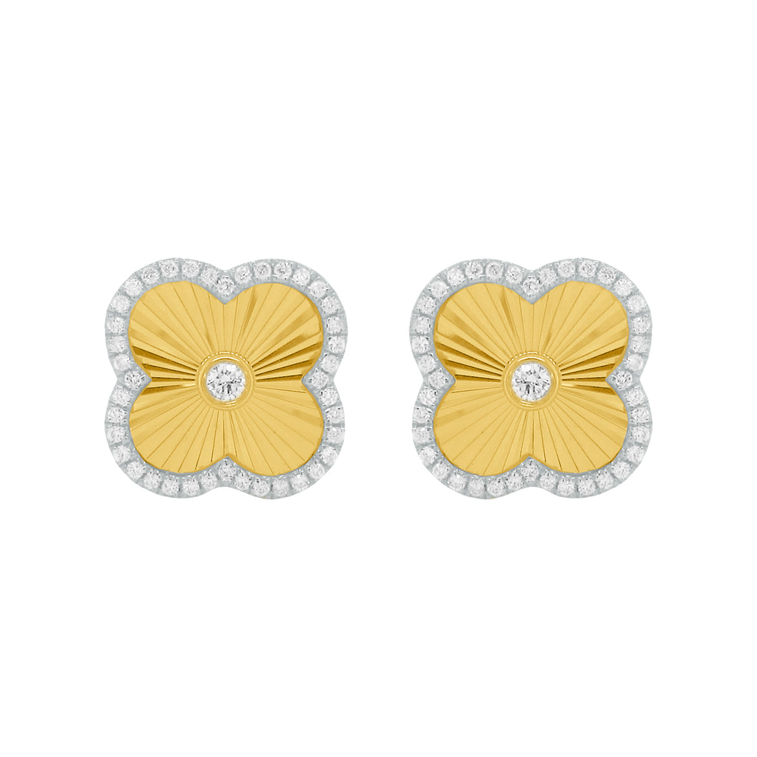 14K GOLD DIAMOND ELYSE CLOVER STUDS