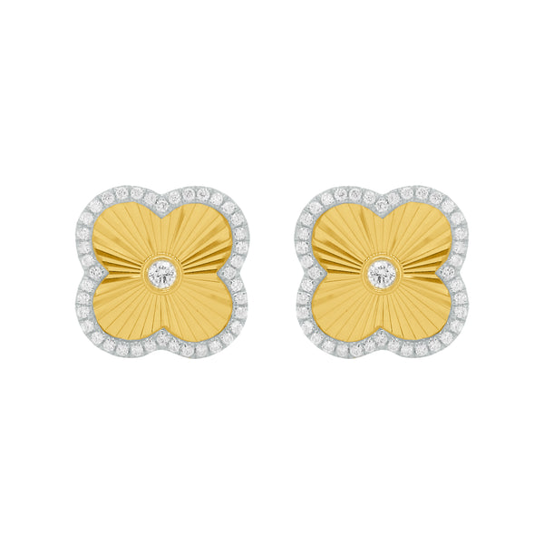 14K GOLD DIAMOND ELYSE CLOVER STUDS