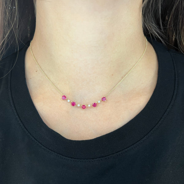 14K GOLD DIAMOND RUBY CHERISE NECKLACE