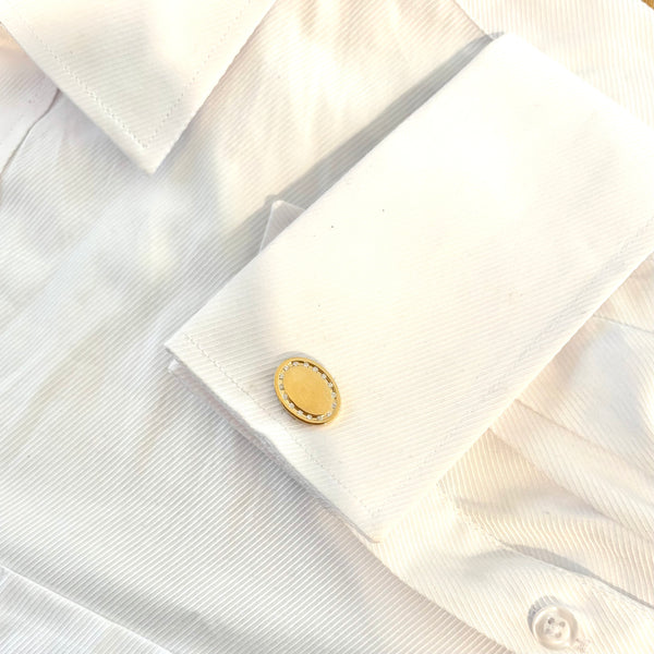 14K GOLD DIAMOND ASHER OVAL CUFFLINKS