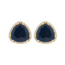 14K GOLD DIAMOND BLUE SAPPHIRE LIZZIE STUDS