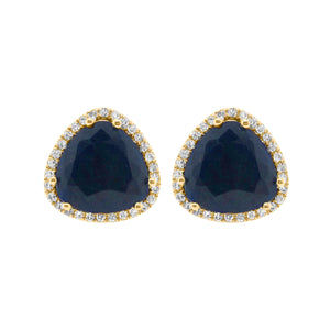 14K GOLD DIAMOND BLUE SAPPHIRE LIZZIE STUDS