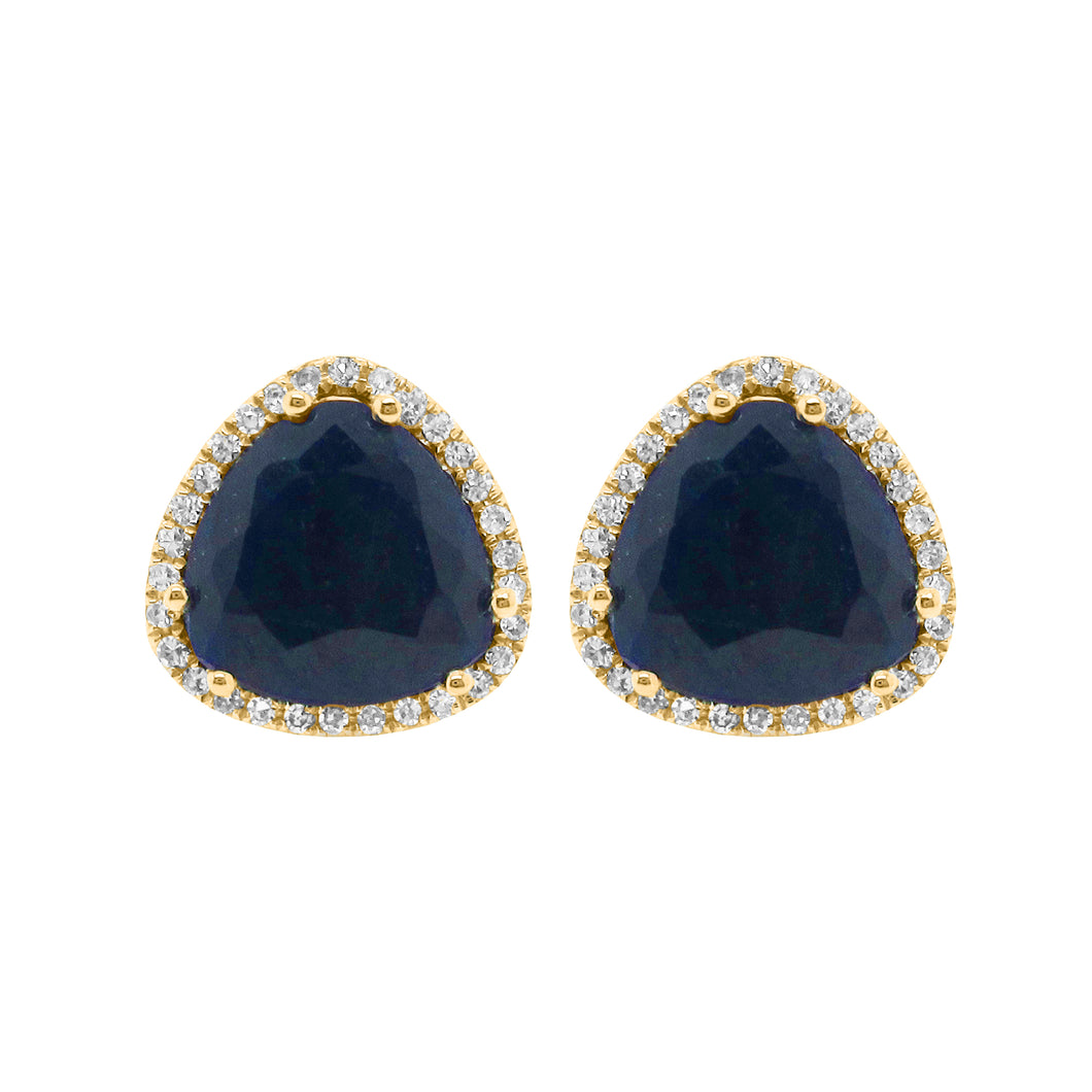 14K GOLD DIAMOND BLUE SAPPHIRE LIZZIE STUDS