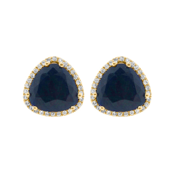 14K GOLD DIAMOND BLUE SAPPHIRE LIZZIE STUDS