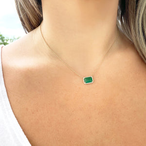 14K GOLD DIAMOND EMERALD CINDY NECKLACE