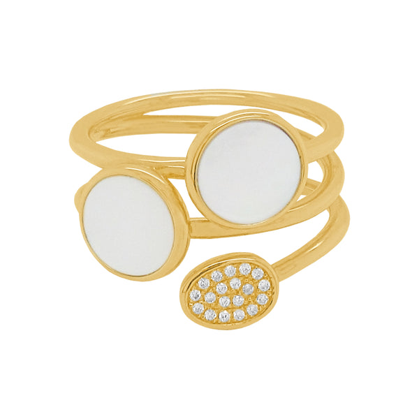 14K GOLD DIAMOND MOTHER OF PEARL YASMINE RING