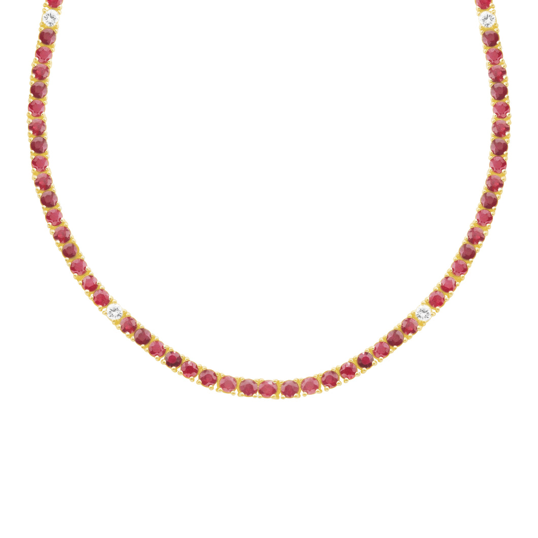 14K GOLD DIAMOND RUBY HILARY TENNIS NECKLACE