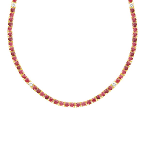 14K GOLD DIAMOND RUBY HILARY TENNIS NECKLACE