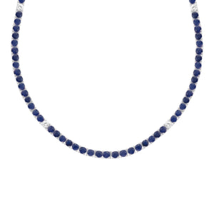 14K GOLD DIAMOND SAPPHIRE HILARY TENNIS NECKLACE