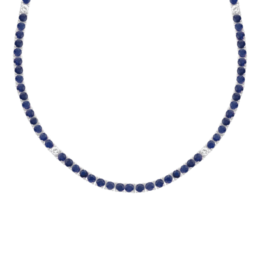 14K GOLD DIAMOND SAPPHIRE HILARY TENNIS NECKLACE