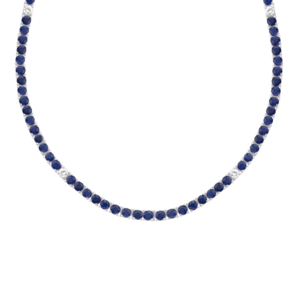 14K GOLD DIAMOND SAPPHIRE HILARY TENNIS NECKLACE