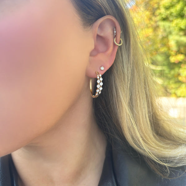 14K GOLD DIAMOND EMMY HOOPS