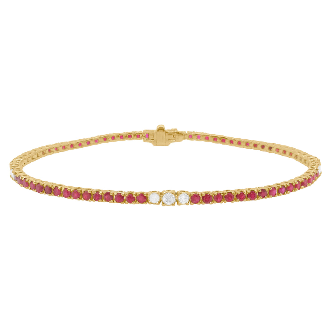 14K GOLD DIAMOND AND RUBY MELANIE TENNIS BRACELET